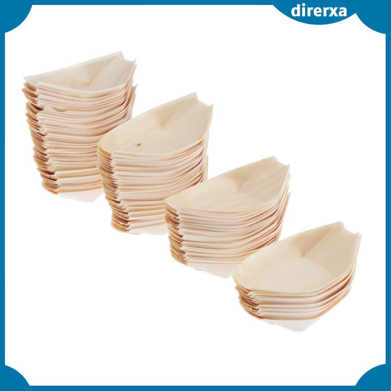 [direrxaMY] Premium Natural Wood Disposable Paper Food Serving Tray
