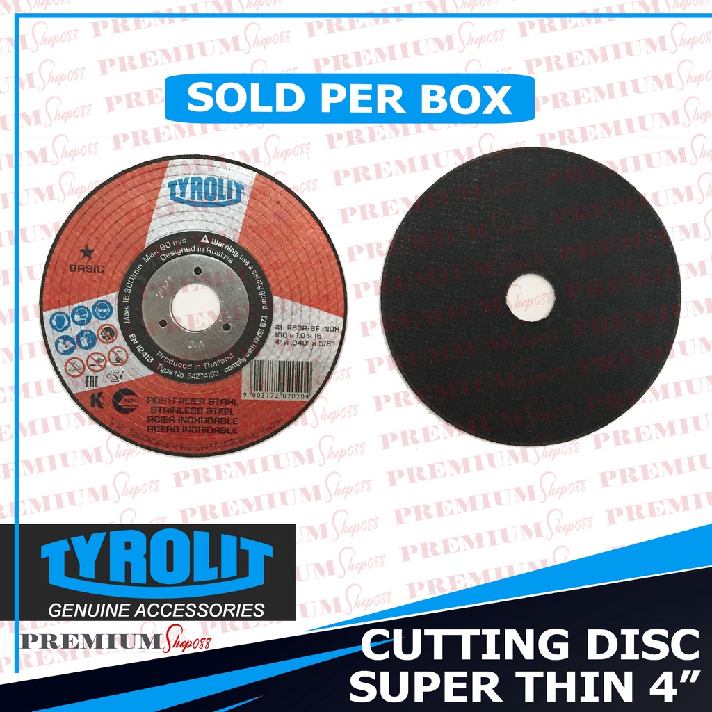 ORIGINAL 25pcs 4" Tyrolit Cutting Disc Cut Abrasive Wheel 4 100mm Super