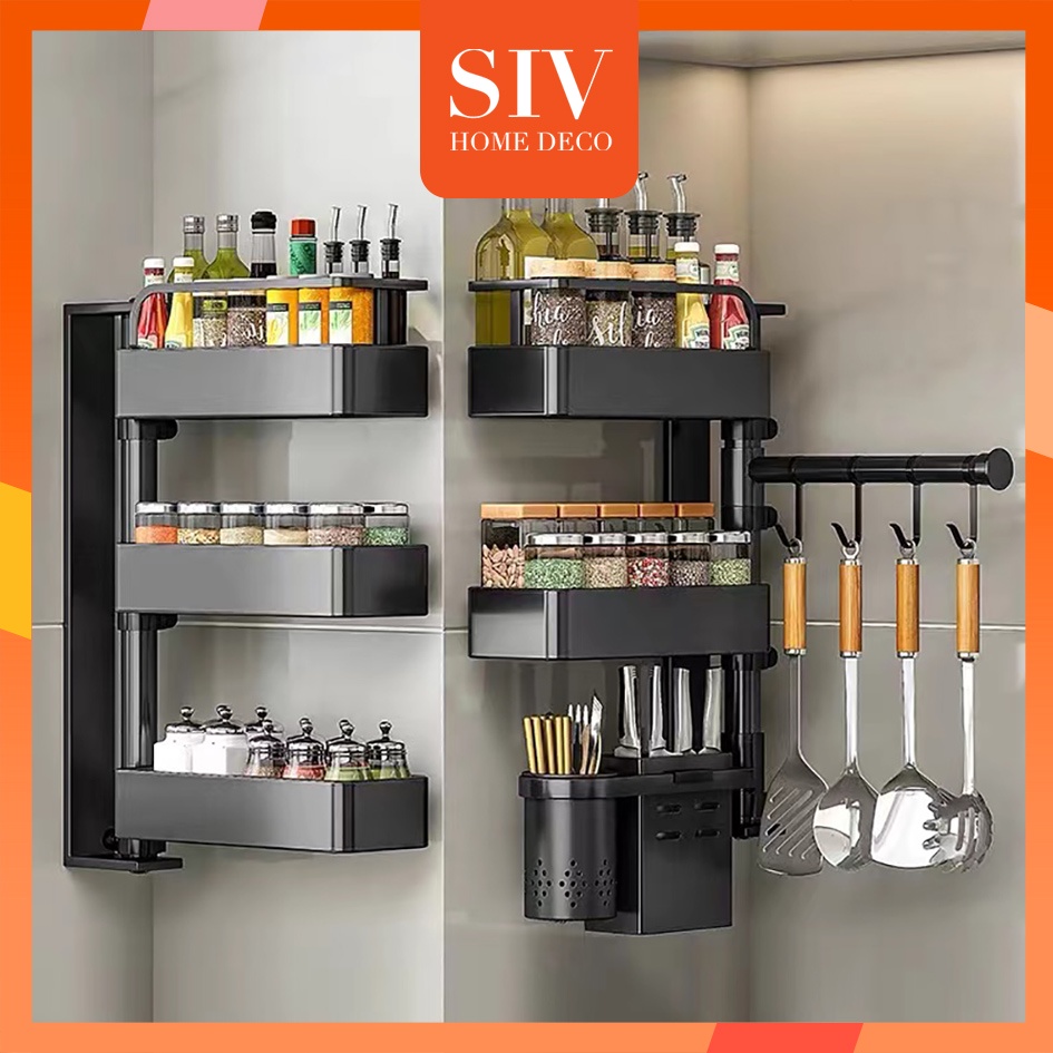 Siv WallMounted Kitchen Spice Rack Hanging Condiments Seasoning