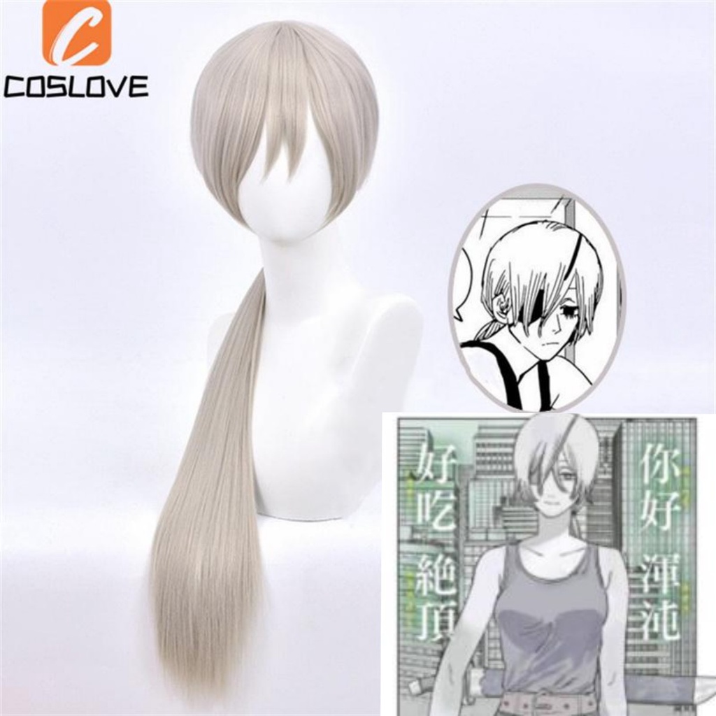 Anime Chainsaw Man wig for men women Cosplay Silver Long Wig Makima