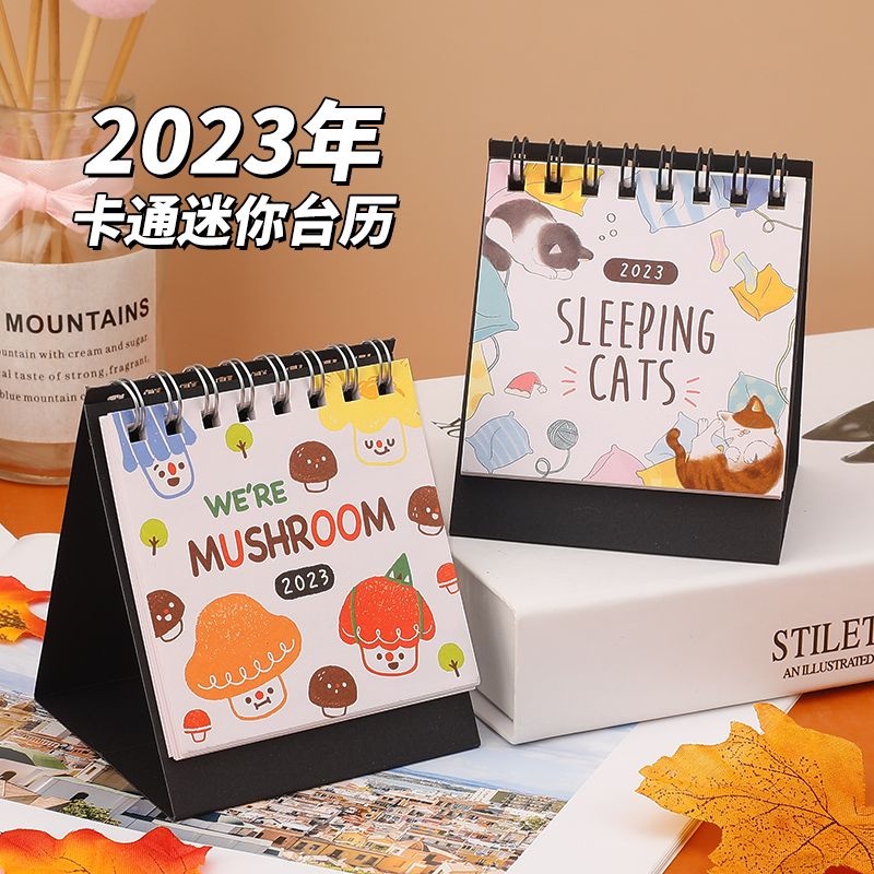 Mini 2023 Calendar Portable Cute Desktop Calendar Small Desk Calendar