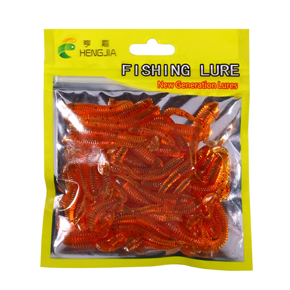HENGJIA 50 Pcs/Bag 5cm/0.6g Soft Worm Bait Locust Artificial Luminous ...