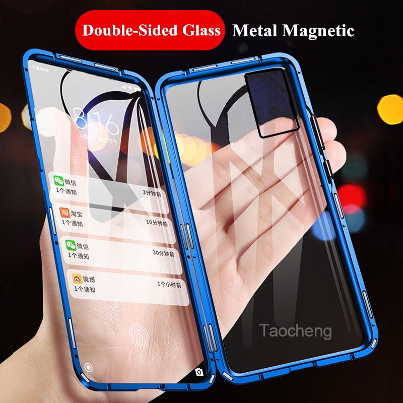 Front Glass Magnetic Case For VIVO V60 V50 V50E V30 V29 V27 Pro Y27 Y27S 5G  32025 60 Phone Case Double Side Tempered Glass Hard Metal Casing Flip