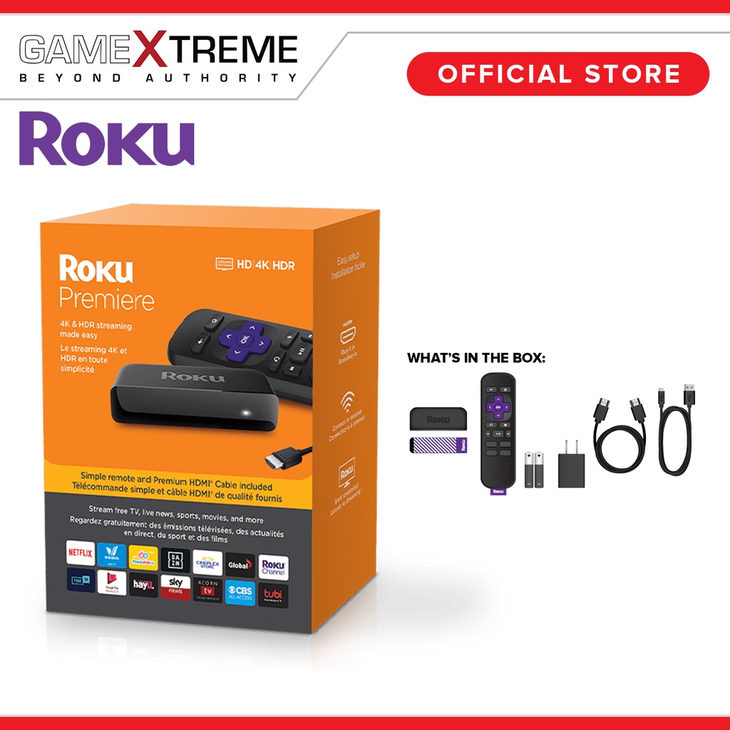 Roku Premiere HD/4K/HDR Streaming Media Player with Simple Remote and