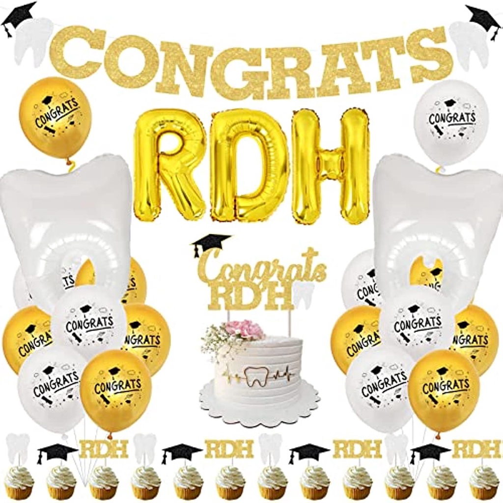 CHEEREVEAL Dentist Graduation Party Decorations, Congrats RDH Dental