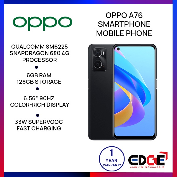 EDGE | OPPO A76 6GB RAM 128GB Storage Smartphone Mobile Phone | Shopee ...