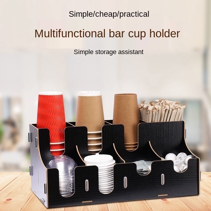 DIY Oblique 8 Grid Wooden Paper Plastic Disposable Cup Straw Tissue Lid