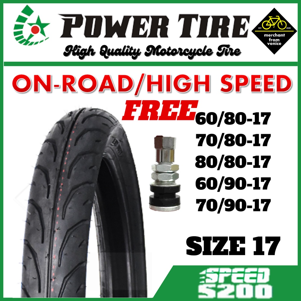 Power Tire 17 TUBELESS TUBETYPE Scooter S200 OnRoad High Speed 6PLY