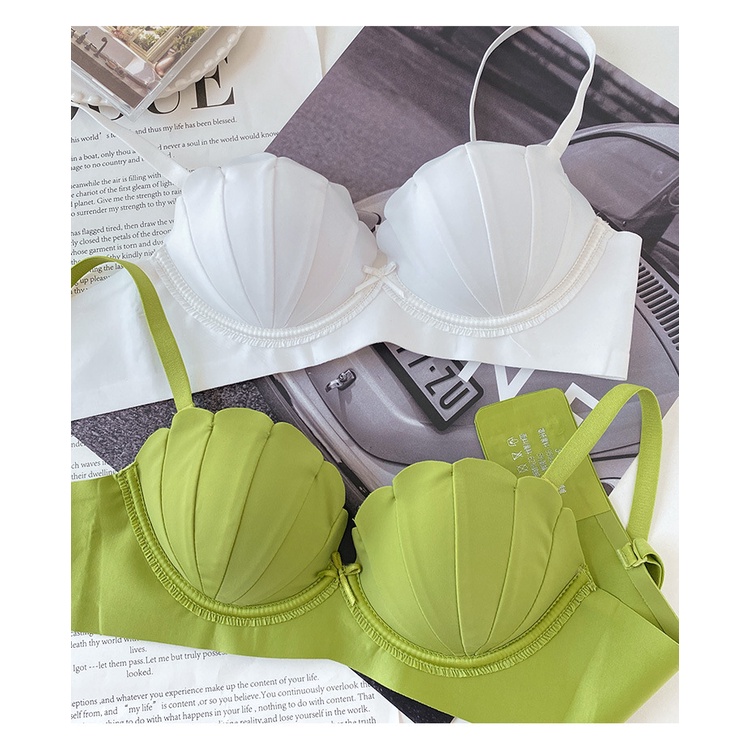 Sexy Fashion Push Up Bras Shell Cups Underwear Women Wire Free Deep V ...