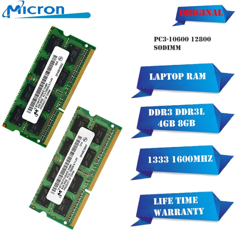 New Micron Laptop RAM DDR3 DDR3L 4GB 8GB 1600MHz laptop Memory SODIMM ...