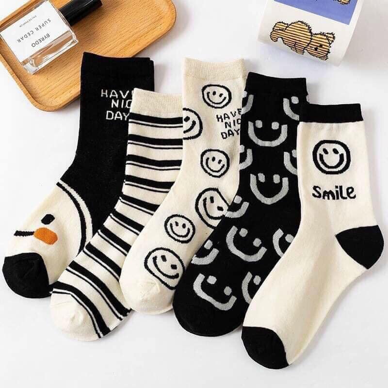 Set Of 5 Pairs Of SMILE Pattern Socks ️ ️ | Shopee Philippines
