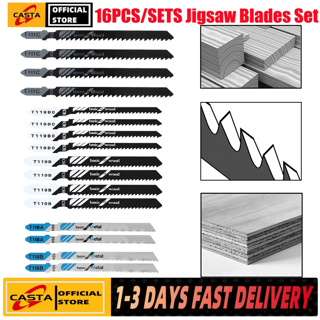 Casta 16pcs Hss Steel Jigsaw Blade Set Wood Metal Fast Cutting ...