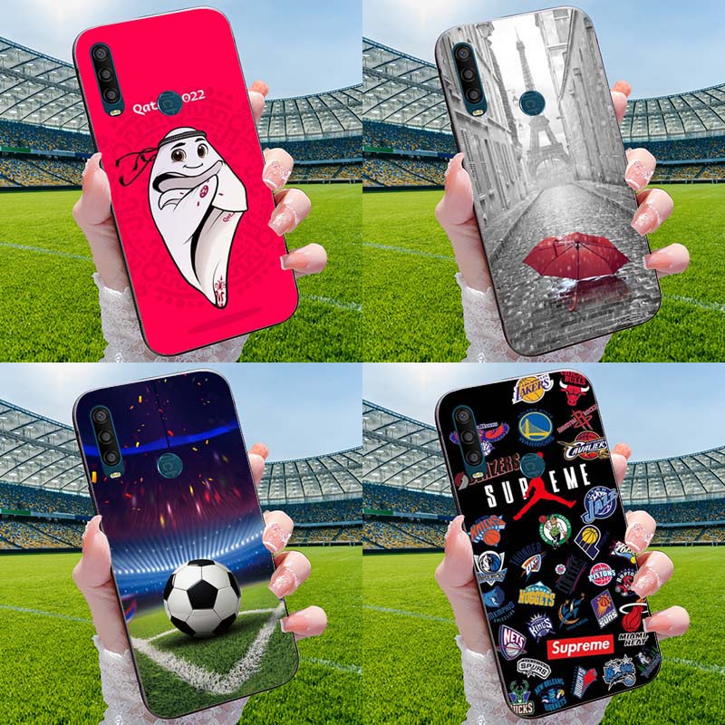Custodia In Gel Trasparente Per Alcatel 1SE 2020, Con Motivo Pallone Da Basket. Anti-graffio, Leggera E Con Mini-punti Antimacchia.