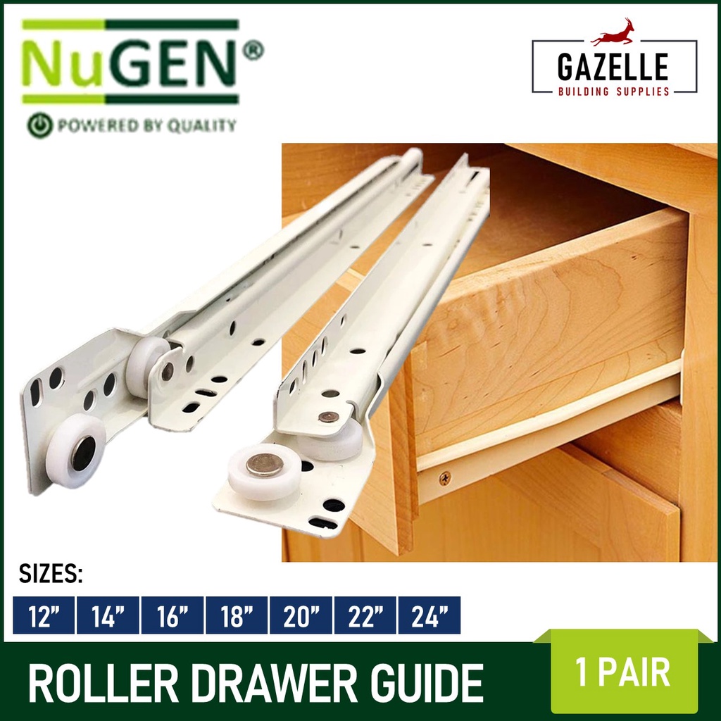 Drawer Guide Drawer Slide Roller Type Heavy Duty 1 Pair 12" / 14" / 16