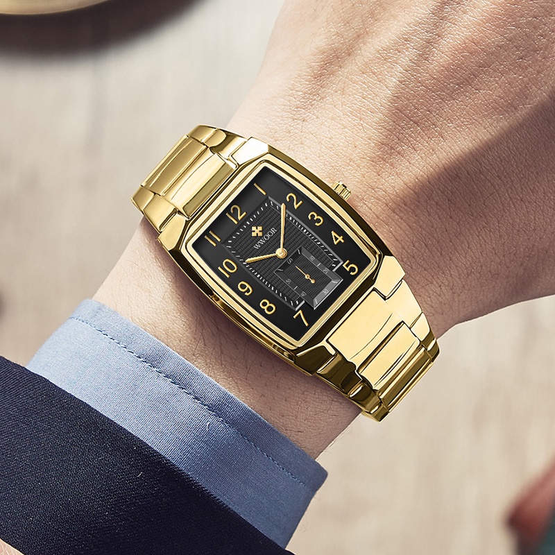 7 Wwoor Design Square Watch For Men Top Brand Business Stainless Steel ...