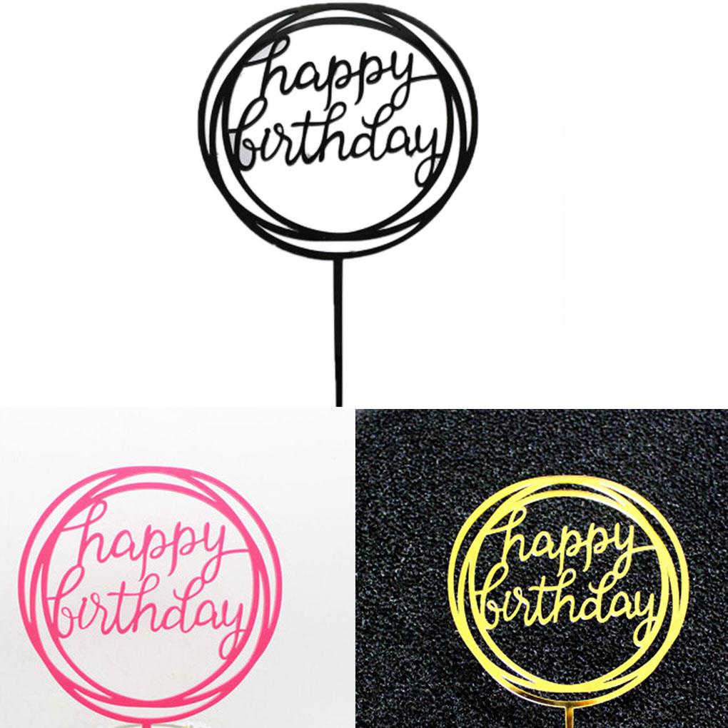 Round Happy Birthday Letter Cake Topper Cake Stick Smash Candle Diy