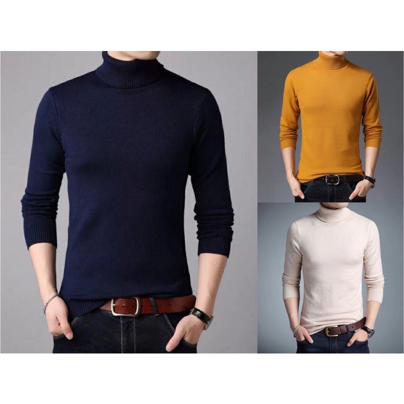 knitted turtle neck long sleeve for men's