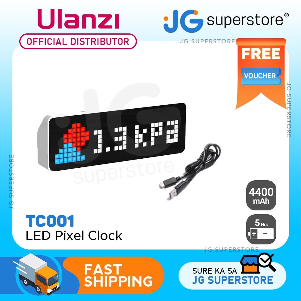 Ulanzi TC001 Smart LED Pixel Clock w/ Type-C Port, 5-Hour Battery Life ...