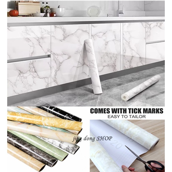 Kitchen Wall Paper Marble Design PVC Oil proof wall Sticker Wallpaper ...