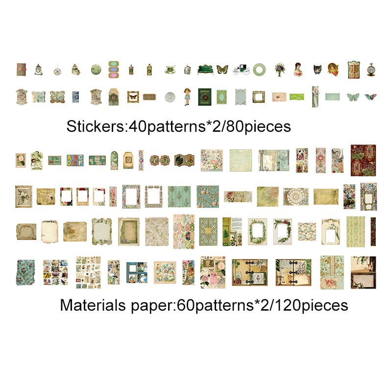 Journamm 200pcs/pack Decor Stickers Materials Paper Boxed Cobmo Kit DIY