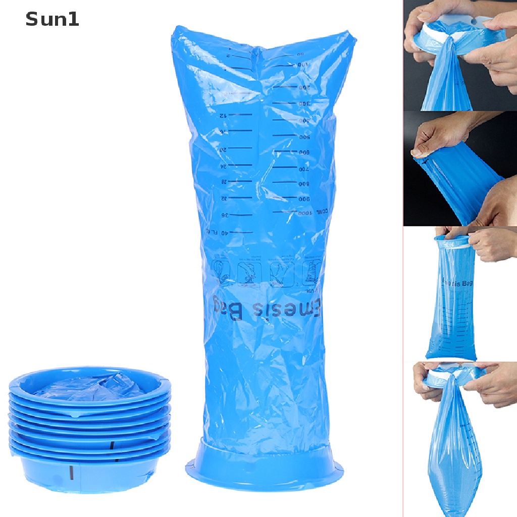 Sun1> 10 Pack Emesis Bag Disposable Vomit Bags Aircraft & Car Sickness