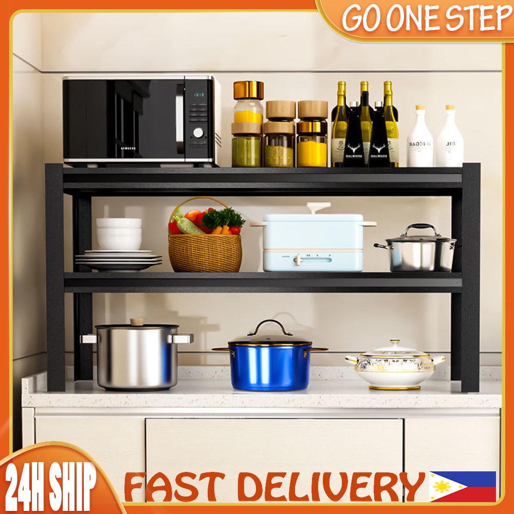 Double Layer Kitchen Storage Rack Kitchen Shelf Floor Storage Organizer Metal Rack Modern