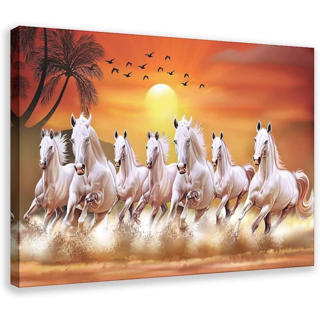 Seven Lucky Running Wild Horses Wall Art Animal Posters Canvas Poster ...