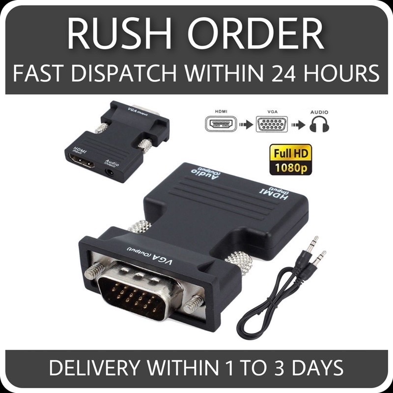 1080P HDMI Female to VGA Male with Audio Output Cable Converter Adapter ...