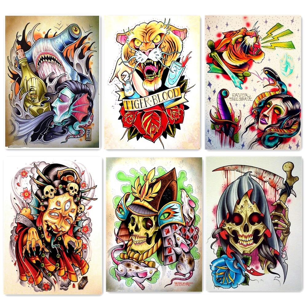Vintage Matte kraft Paper Poster Painting Artworks Personalized Tattoo ...
