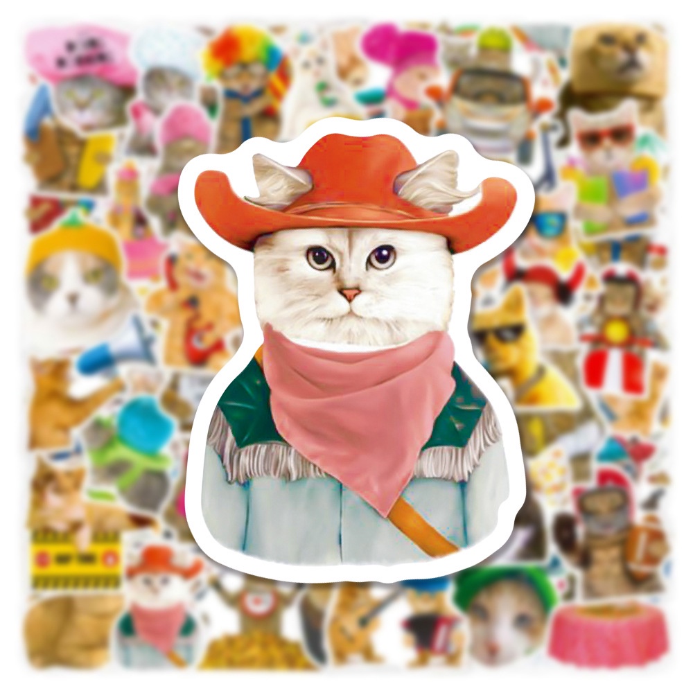 50PCS Funny Kawaii Meme Cute Cat Kitty Stickers For Phone Laptop ...