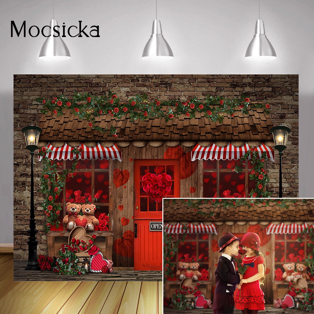 Valentine's Day Backdrop Red Rose Counter Romantic Wedding Portrait ...
