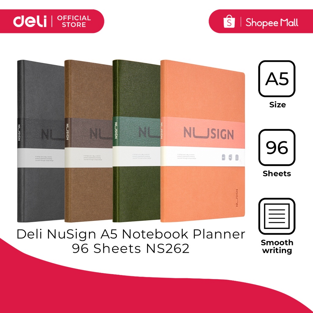 Deli NS262 NuSign A5 Notebook 96 Sheets [79NS262] | Shopee Philippines