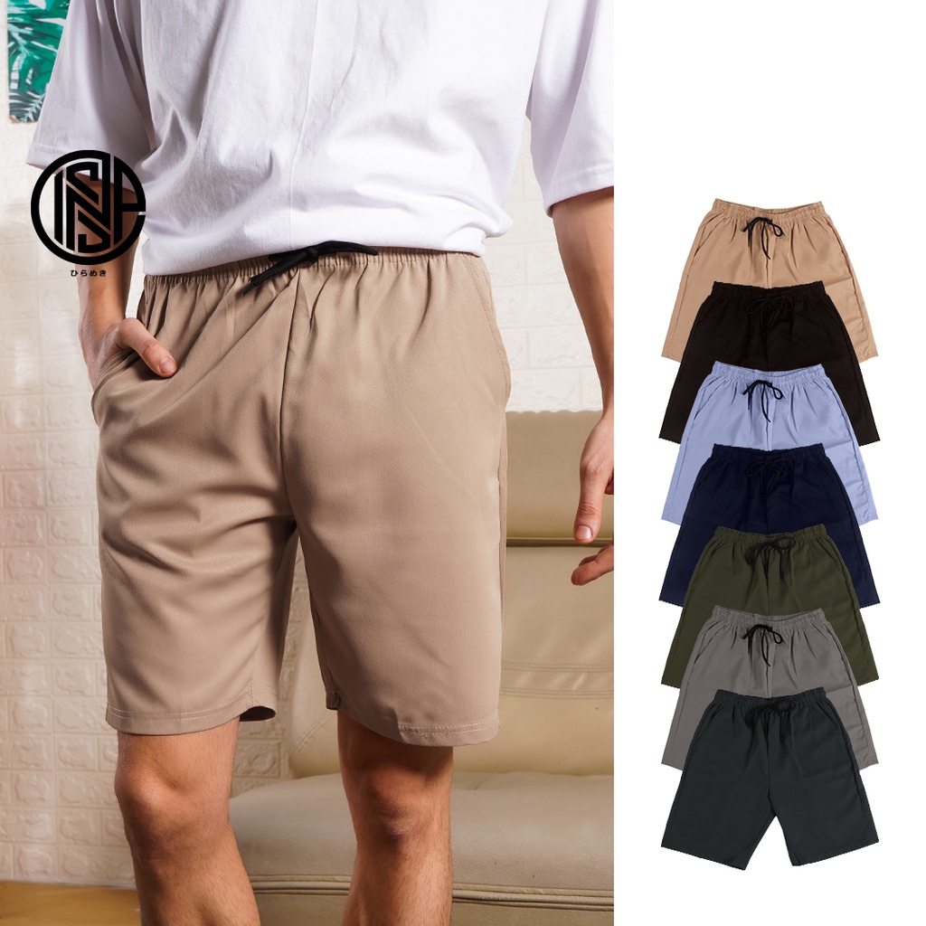 INSPI Chino Vintage Trouser Shorts for Men with Pockets Korean Short ...