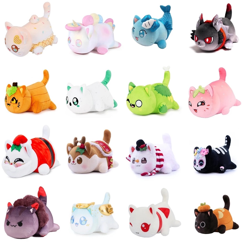 Kawaii Aphmau Meows Cat Plush Toy Soft Meemeow Stuffed Donut Cat Plushes French Fry Cheeseburger 6250