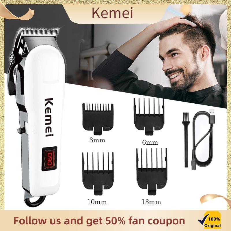 Kemei Rechargeable Electric Haircut Machine Professional Lcd Display Hair Clipper Cordless