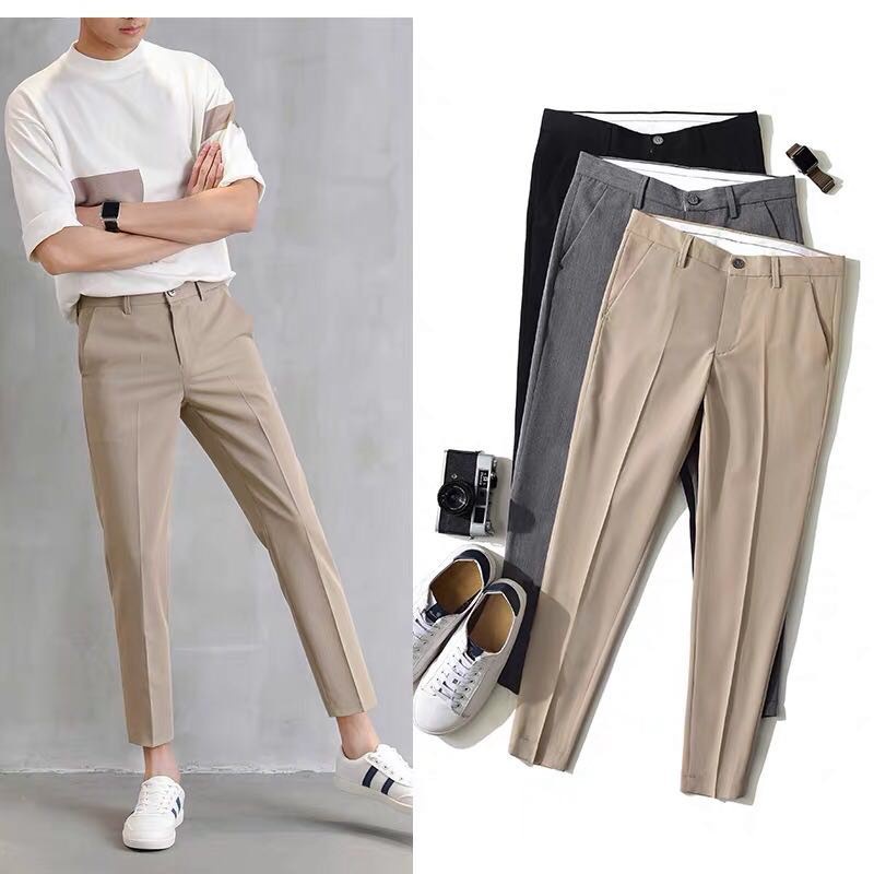 Trouser Pants for Men Above Ankle Korean Fashion Slacks 3 Colors ...