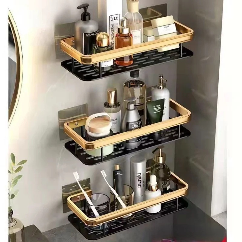 2 Layers Luxury Punch-Free Bathroom Organizer Rack Bathroom Corner ...