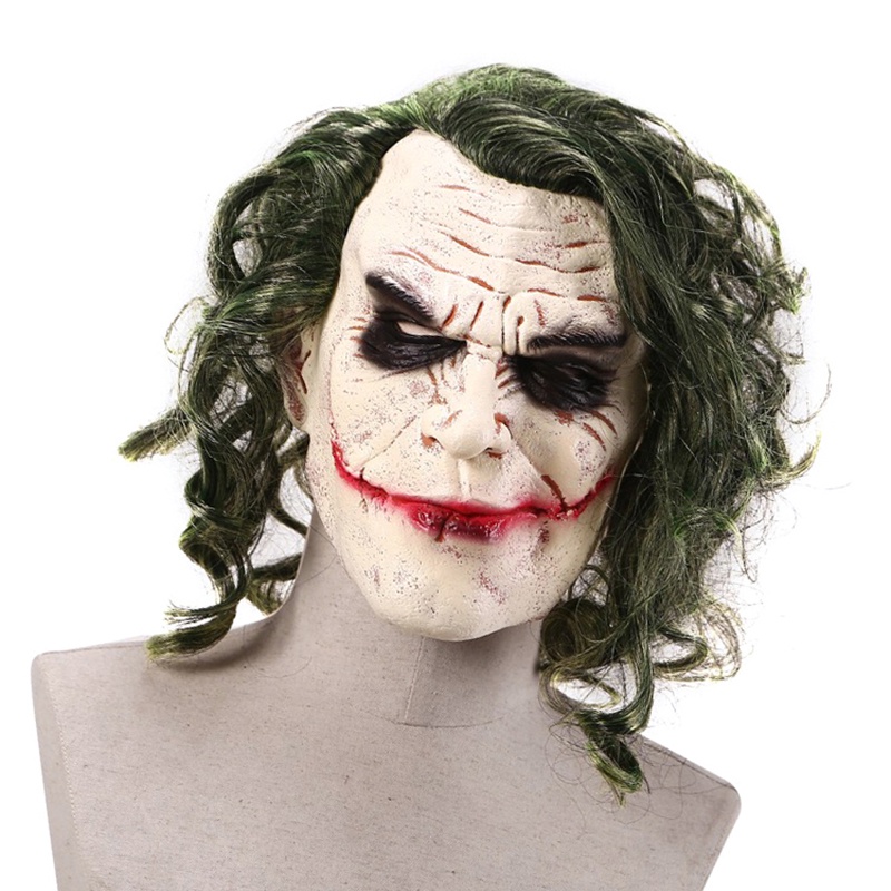 Halloween Joker mask Cosplay Horror Scary Clown Mask with Green Hair ...