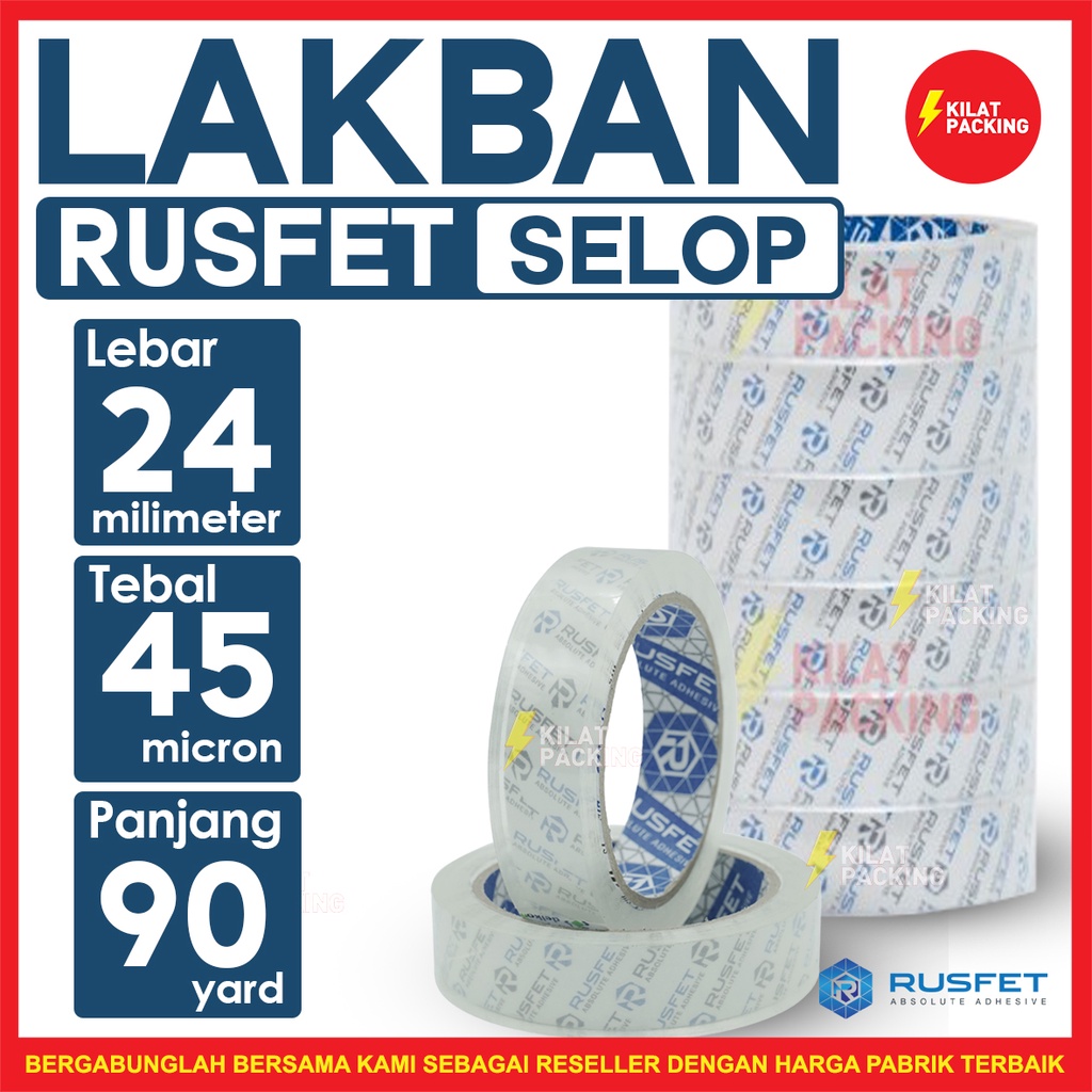 Premium Quality Clear Rusfet Duct Tape 24mm x 90yards PER Sheet/12Pcs ...