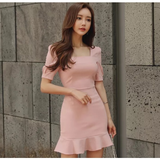 Korean Elegant Casual Ruffles Office Mini Dress | Shopee Philippines