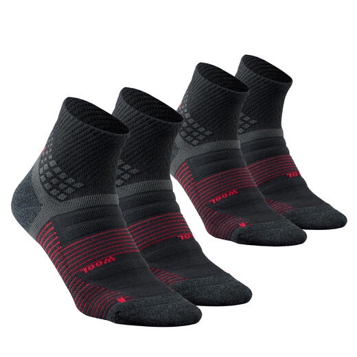 Decathlon Quechua Hiking socks - MH900 Mid x2 pairs black | Shopee ...