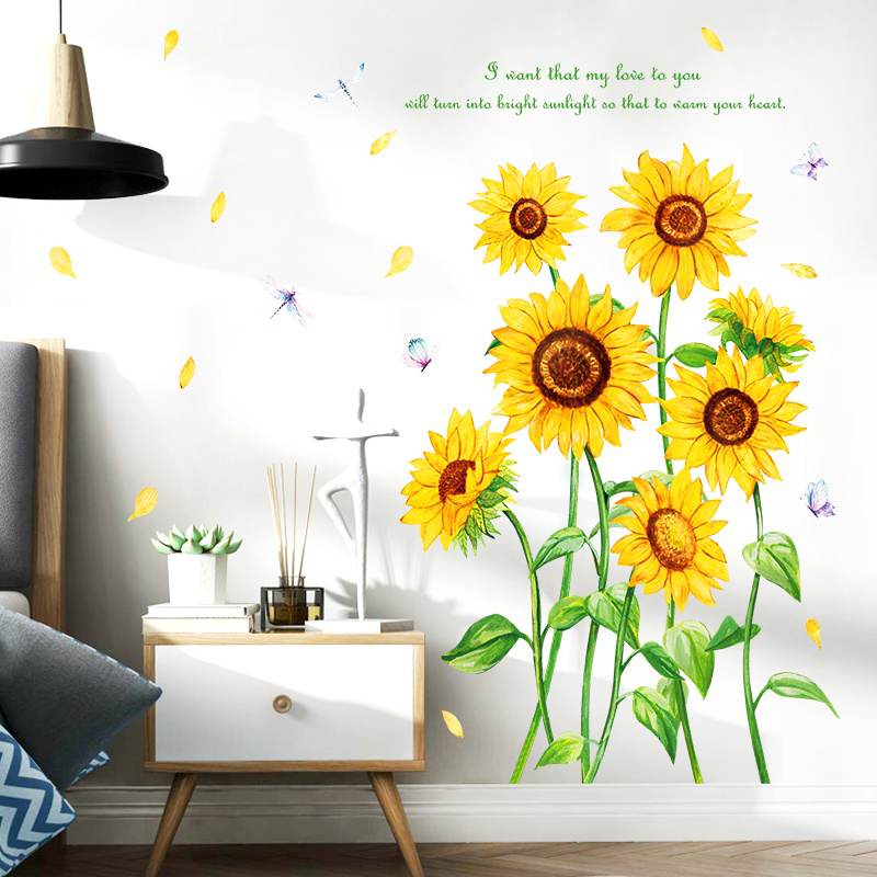 Self-Adhesive Wall Sticker Sunflower With Quotes Of Love Decor for ...