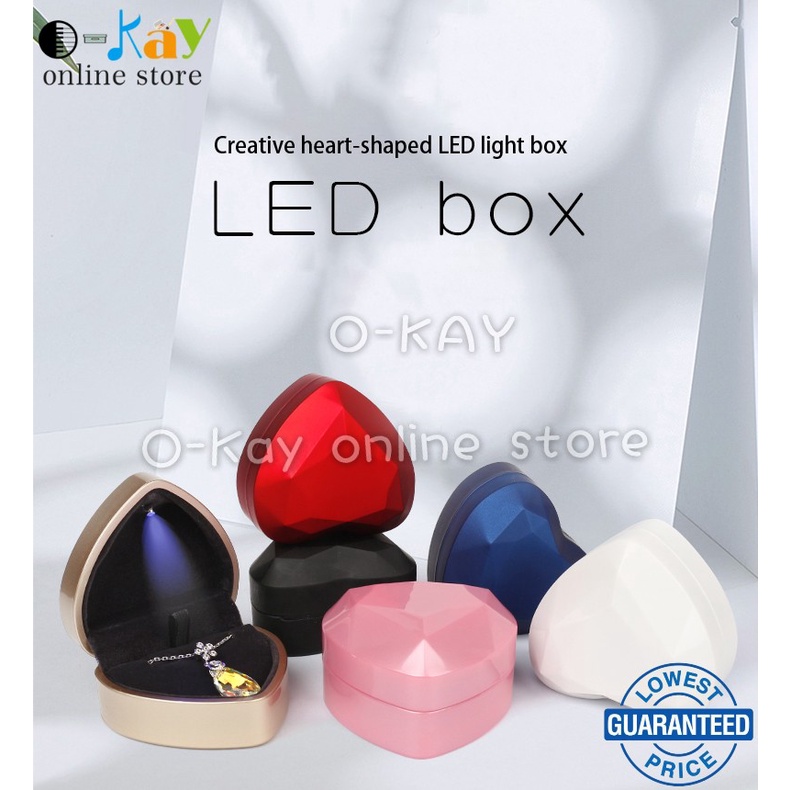 O-KAY Luxury Heart-Shaped LED Light Wedding Ring Box With Display ...
