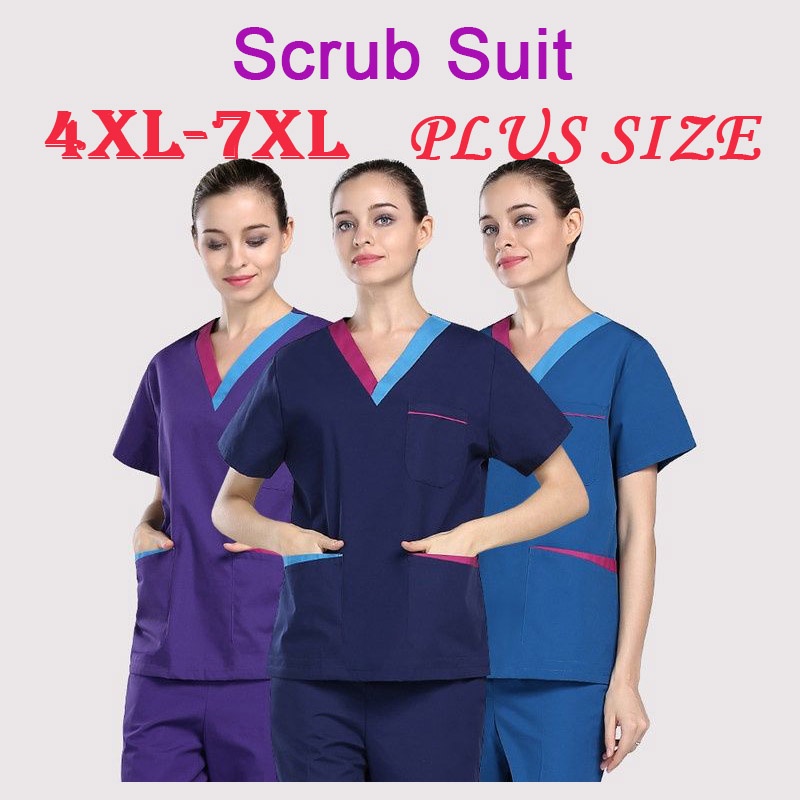 Free Name Plus Size 4XL7XL Scrub Suit Set Medical Suits Dental Clinic