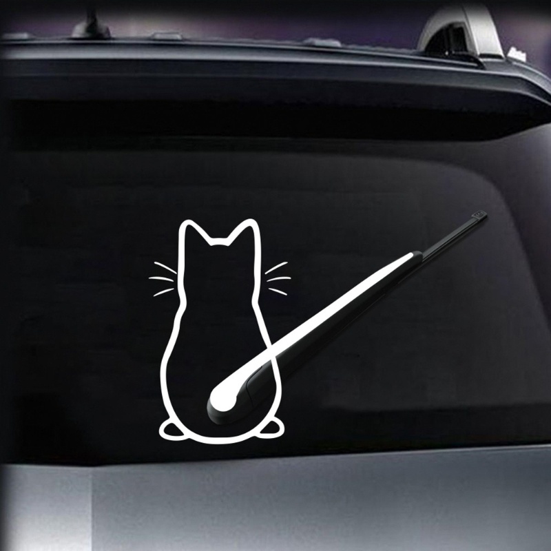 B36B Rear Window Wiper Decal Waving Wiper Sticker Cute Cat Sticker ...