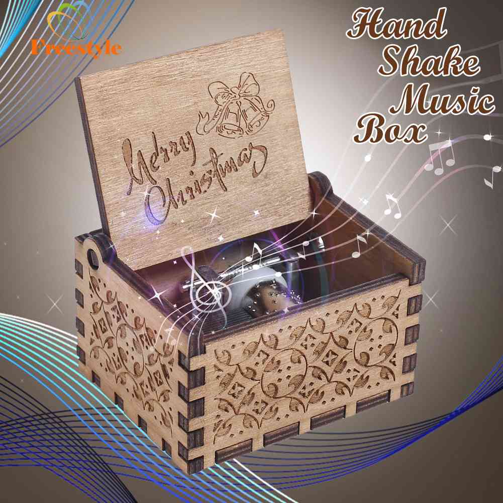 Lovely Wooden Merry Christmas Music Box Storage Box Ornament Gift