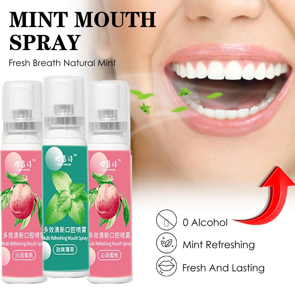 20ML White peach/Mint Mouth Spray Lasting Breath Refreshing Remove Bad