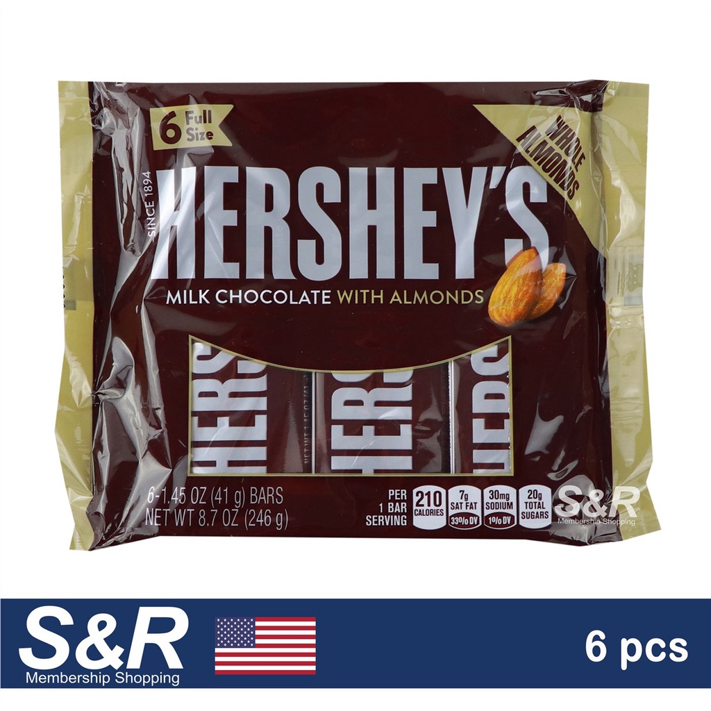 Hershey's Milk Chocolate with Almonds 6pcs | Shopee Philippines