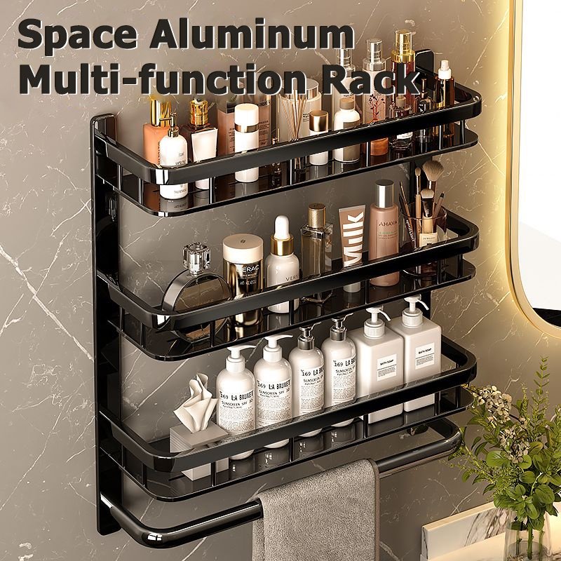 NonDrilling Bathroom Organizer Rack Towel Rack Corner Shelf Holder