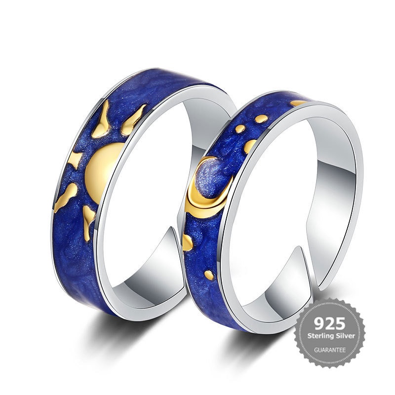 S925 Silver Van Gogh's Starry Sky Couple Couple Rings | Shopee Philippines